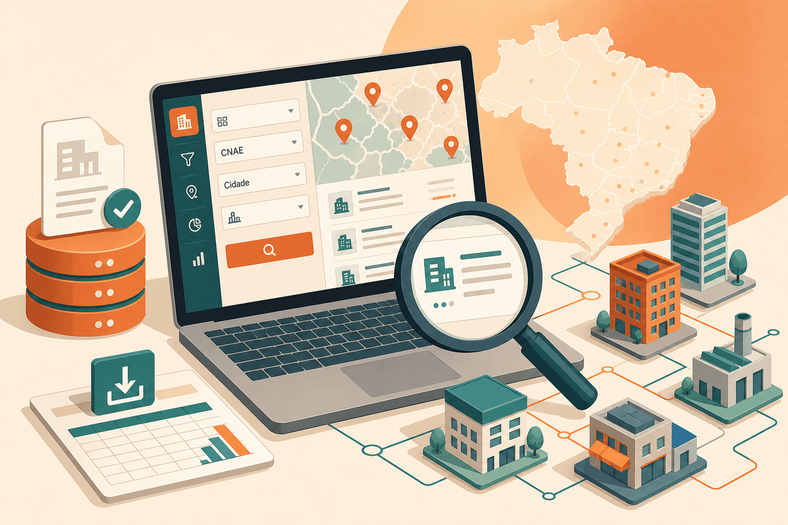 Ilustração: prospecção digital de empresas com dados CNPJ
